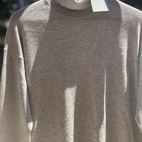 Everlane women's Turtleneck Sweater Dress in Light Brown - Picture 3 of 7